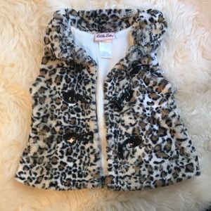 Little Lass Cheetah fur vest 24 Months